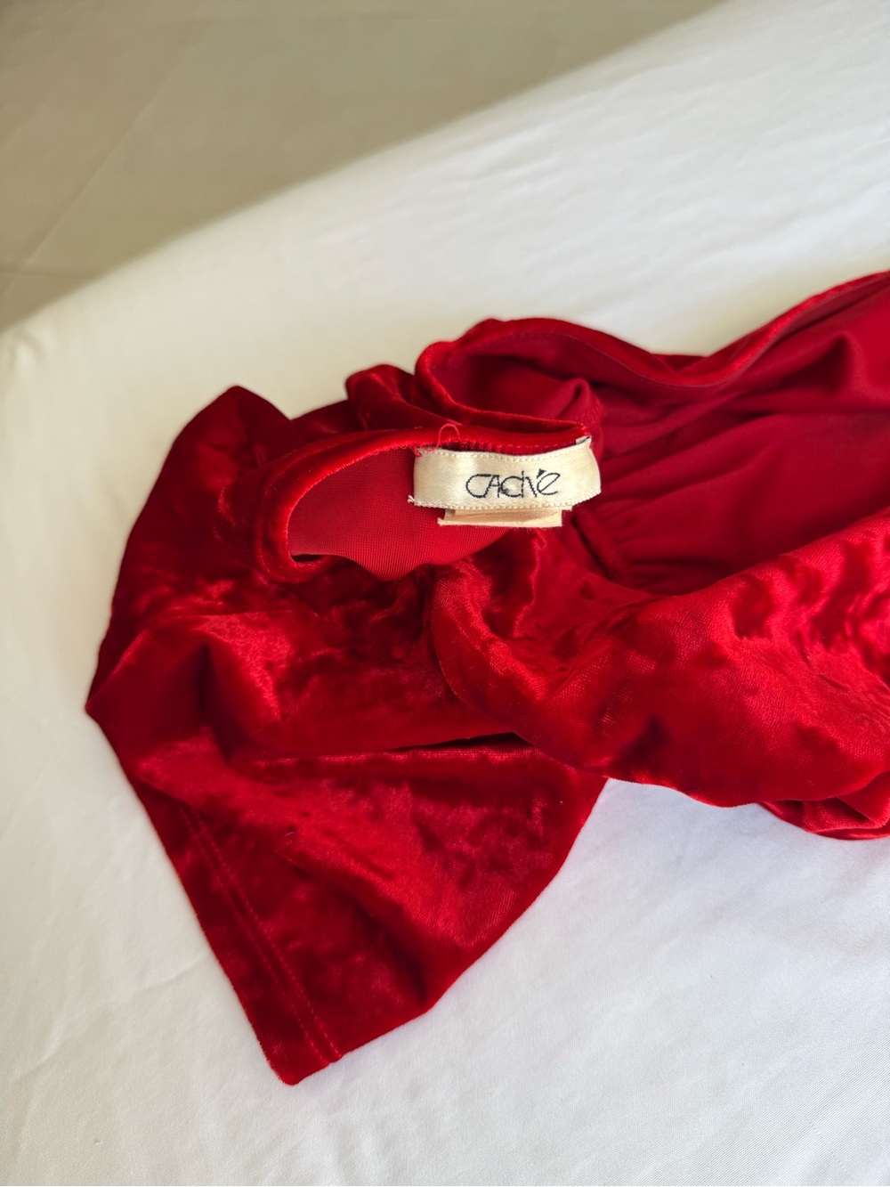 Vintage Cache Red Velvet Halter Top with Ring Detail - Picture 3 of 3